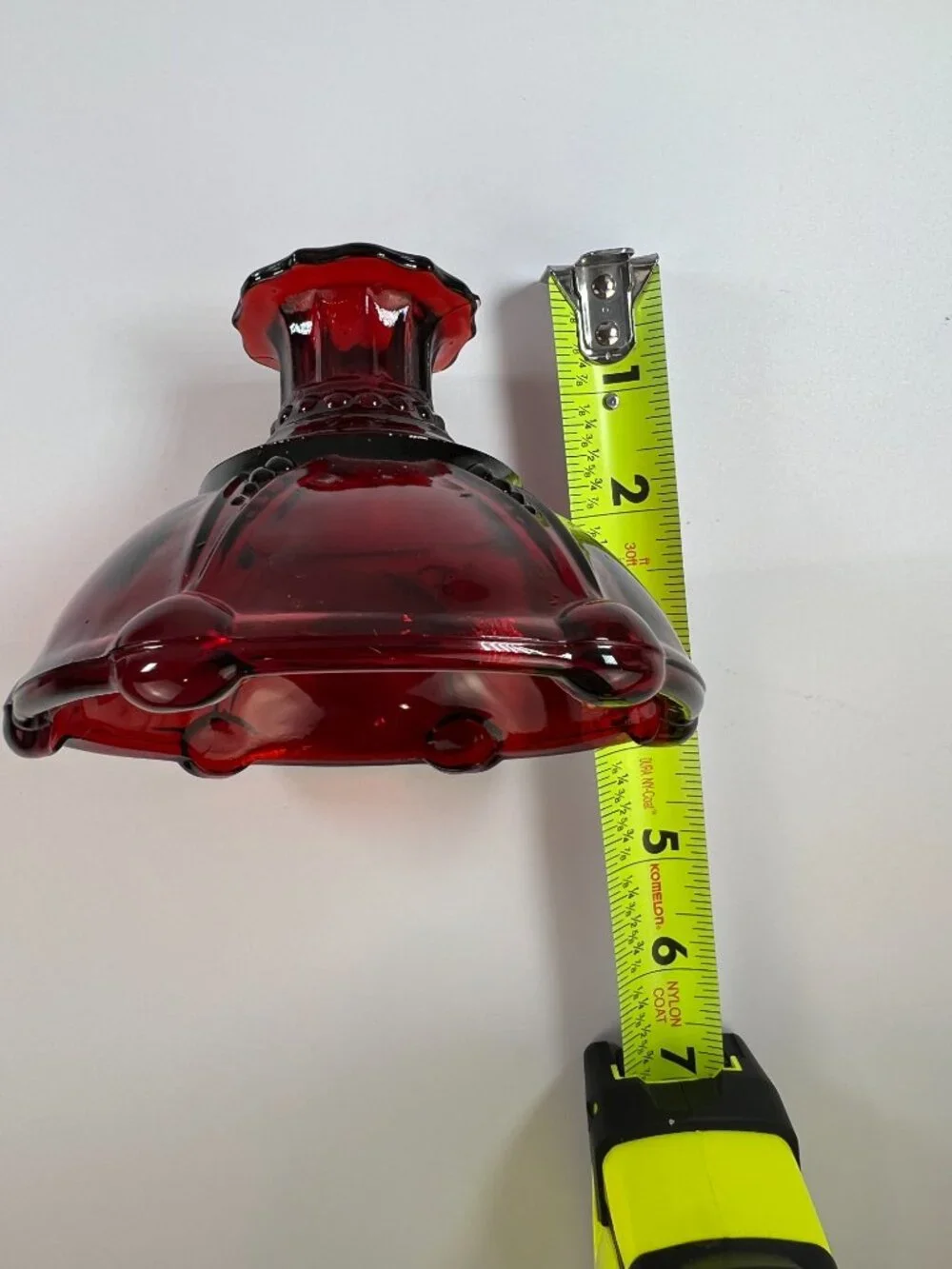 Pair Of Vintage Anchor Hocking Royal Ruby Oyster & Pearl Candle Holders